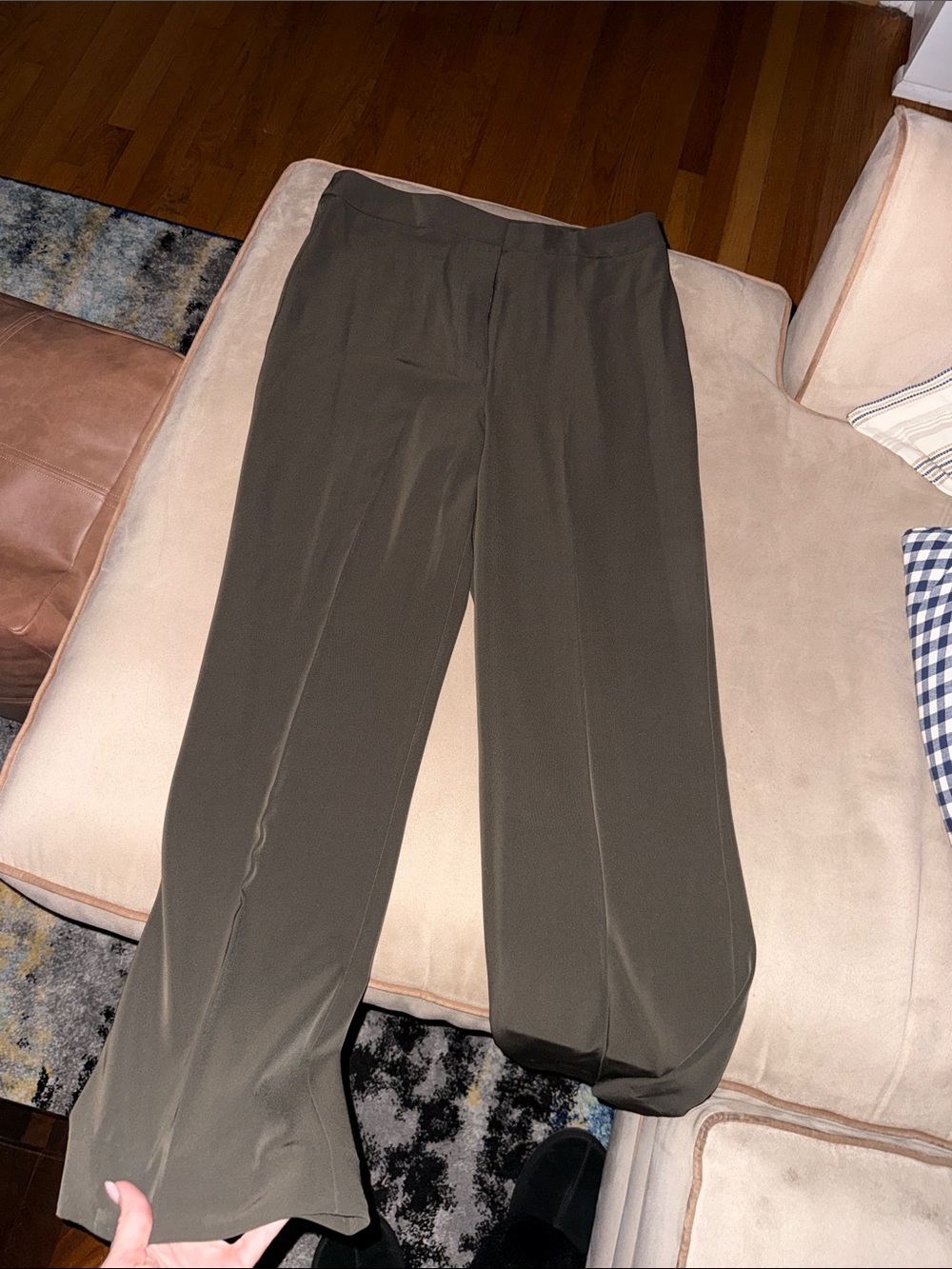 H&M Olive Wide-Leg Dress Pants
